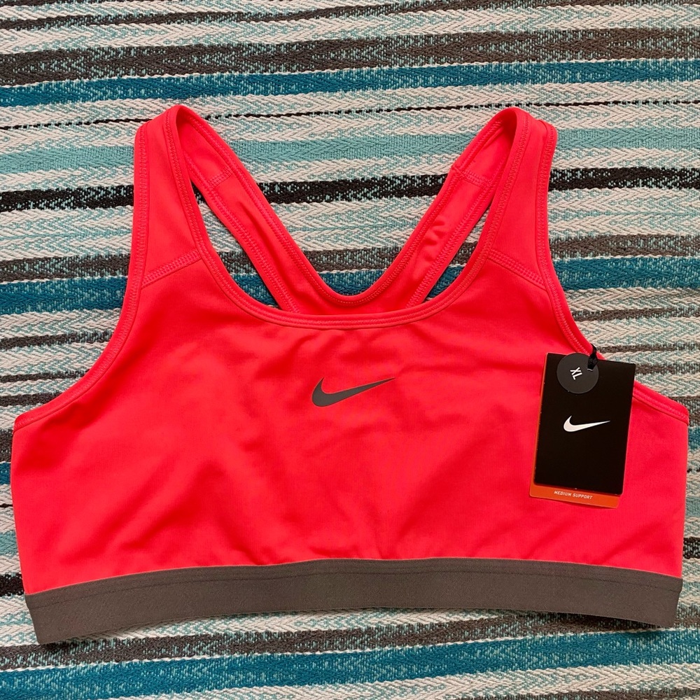 NWT Nike Dri-Fit Swoosh Pro Classic Pink and Grey Medium Support Sport Bra